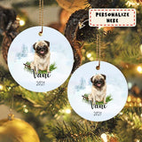 Personalized Pug Dog Memorial Ceramic Ornament Gift, Loss Dog Gift, Dog Sympathy Gifts, Pet Remembrance Gifts, Pet Bereavement Gifts, Christmas Gift