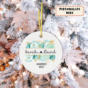 Personalized Wedding Gift Christmas Ornament, Our First Christmas Married Gift Ornament, Engaged gift
Ornament, Couple Gift Ornament