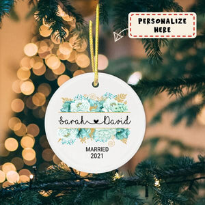 Personalized Wedding Gift Christmas Ornament, Our First Christmas Married Gift Ornament, Engaged gift
Ornament, Couple Gift Ornament