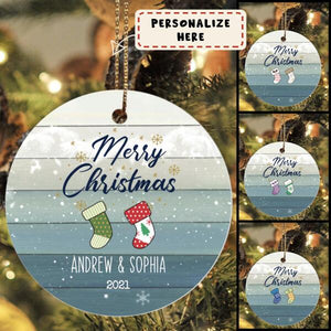 Personalized Couple Hanging Stock Christmas Ornament, Gift For Family, Housewarming Gift Ornament