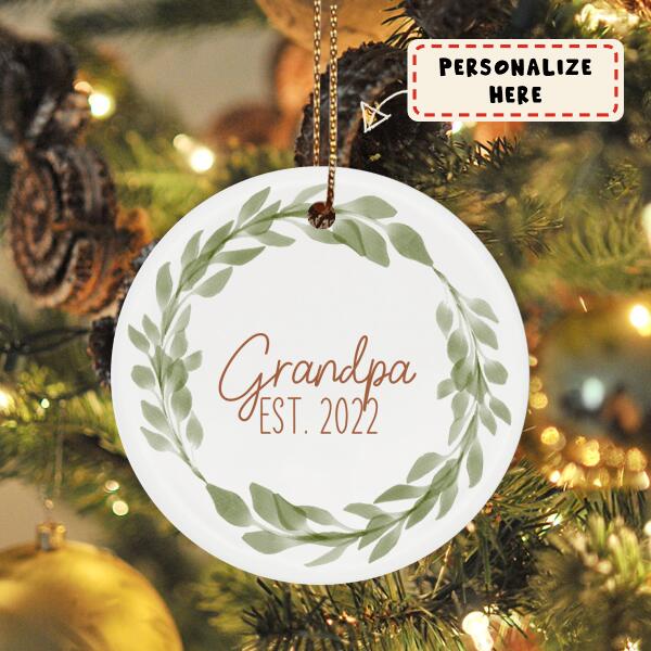 Personalized Grandpa Pregnancy Announcement Ornament, New Grandpa Gift, New Baby Announcement Ornament