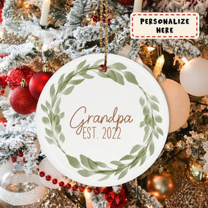 Personalized Grandpa Pregnancy Announcement Ornament, New Grandpa Gift, New Baby Announcement Ornament