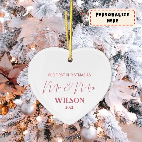 Personalized Our First Christmas Engaged Heart Ornament, Just Engaged Ornament, Custom Engagement Gift, Gift For Him, Gift For Her
