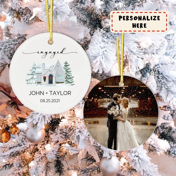 Personalized Engagement Announcement Couples Gift Ornament, Engagement Gift Ornament, Gift For Her , Gift For Him