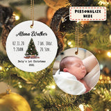 Personalized Baby's Photo First Christmas Ceramic Ornament, Nursery Gift Ornament