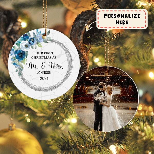 Personalized Mr and Mrs Christmas Ornaments, Mr & Mrs Ornaments, Custom Mr and Mrs Christmas Gift, Our First Christmas as Mr and Mrs