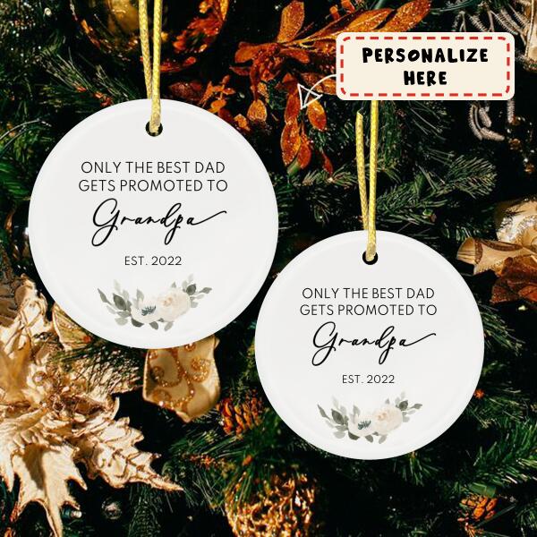 Personalized Baby Announcement to Grandpa, Christmas Baby Announcement Ornament