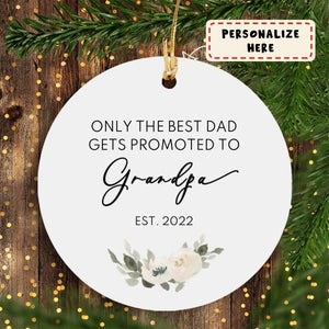 Personalized Baby Announcement to Grandpa, Christmas Baby Announcement Ornament