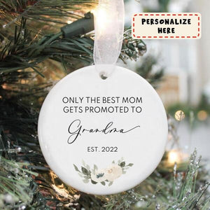 Personalized Baby Announcement to Grandma, Christmas Baby Announcement Ornament