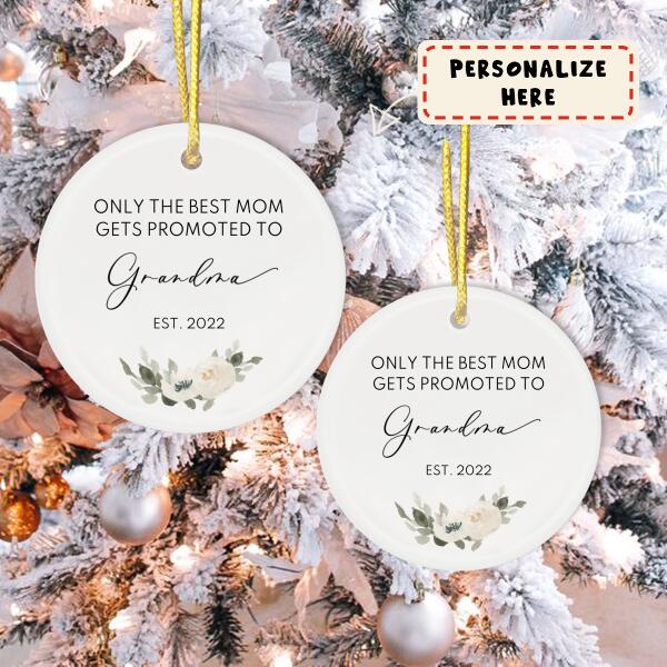 Personalized Baby Announcement to Grandma, Christmas Baby Announcement Ornament