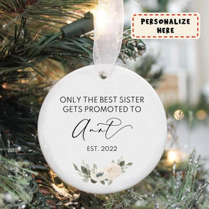 Personalized Baby Announcement to Sister, Christmas Baby Announcement Ornament