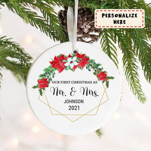 Mr and Mrs Ornament, Just Married Ornament, Mr and Mrs Christmas Gift, Wedding Ornaments, Personalized Wedding Christmas Gift Ideas
