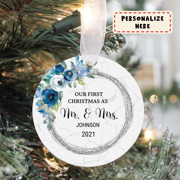 Personalized Mr and Mrs Christmas Ornaments, Mr & Mrs Ornaments, Custom Mr and Mrs Christmas Gift, Our First Christmas as Mr and Mrs