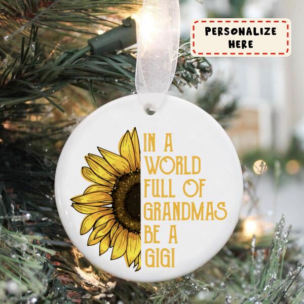 Grandmother Christmas Ornament, Gift for Grandma, Personalized Christmas Sunflower Ornament
