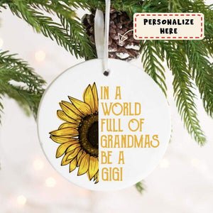 Grandmother Christmas Ornament, Gift for Grandma, Personalized Christmas Sunflower Ornament