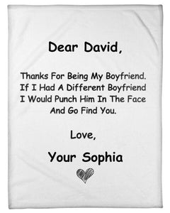 Funny Valentine Gift for Boyfriend, Valantine Gift For Him, Dear Boyfriend Thanks for Being My BF Blanket