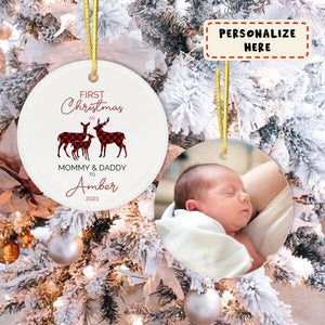 First Christmas As Mom&Dad Ornament, Personalized Ornament for Mom&Dad, New Baby Parent Gift Ornament