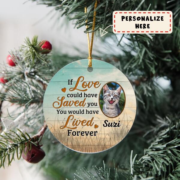Personalized Pets If Love Could Have Saved You, You Would Have Lived Forever Christmas Ceramic Ornament, Custom Ornament