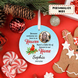 Personalized Photo Someone We Love Is In Heaven Christmas Ceramic Ornament, Memorial Gift