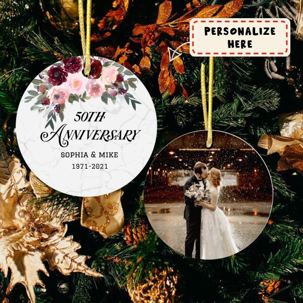 Anniversary Christmas Ornaments, Anniversary Wedding Ornament, Custom Anniversary Gift, Wedding Anniversary Ornament
