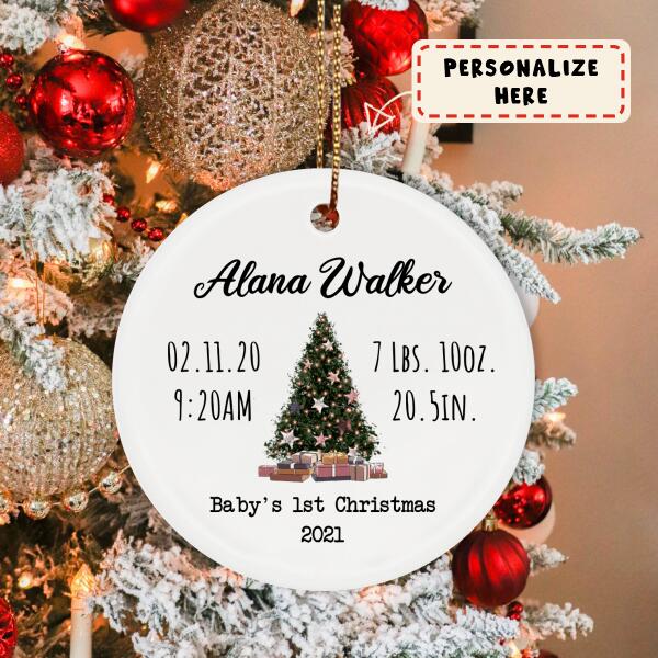 Personalized Baby's Photo First Christmas Ceramic Ornament, Nursery Gift Ornament