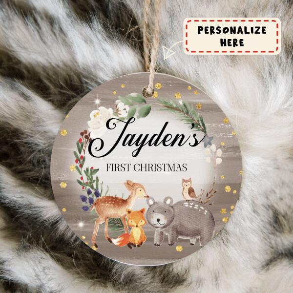 Personalized Baby's Photo First Christmas Ornament, Custom Name Ornament