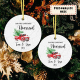 Our First Christmas Married Truck Christmas Ornament, Personalized Christmas Ornament, Wedding Ornament Mr and Mrs Wedding Gift