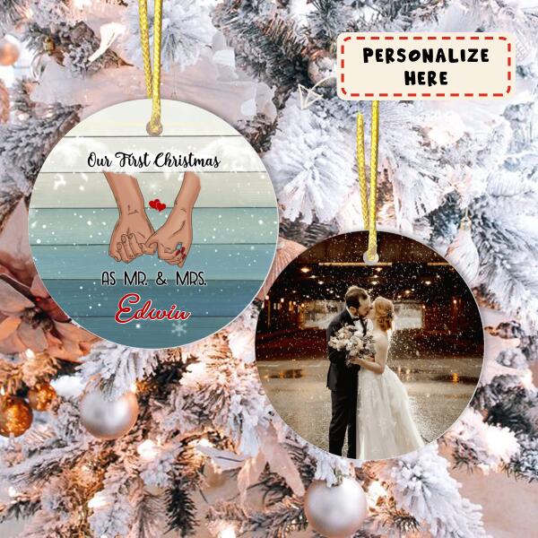 Personalized Holding Hand Our First Christmas As Mr & Mrs Ornament, Couple Gift, Gift For Her , Gift For Him
