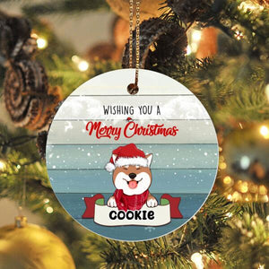 Personalized Dog Wishing You A Merry Christmas Ceramic Ornament, Gift For Dog Lovers