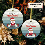 Personalized Dog Wishing You A Merry Christmas Ceramic Ornament, Gift For Dog Lovers