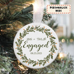 Personalized Wedding Engagement Ornament, Gift For Him, Gift For Her Ornament
