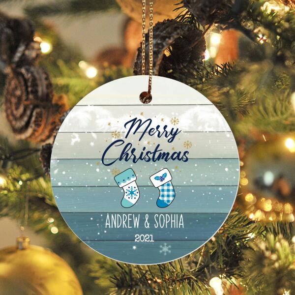 Personalized Couple Hanging Stock Christmas Ornament, Gift For Family, Housewarming Gift Ornament