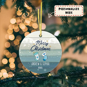 Personalized Couple Hanging Stock Christmas Ornament, Gift For Family, Housewarming Gift Ornament