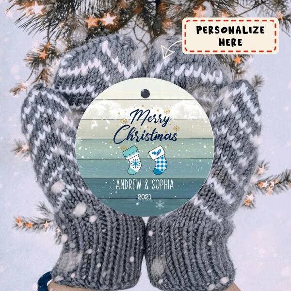 Personalized Couple Hanging Stock Christmas Ornament, Gift For Family, Housewarming Gift Ornament