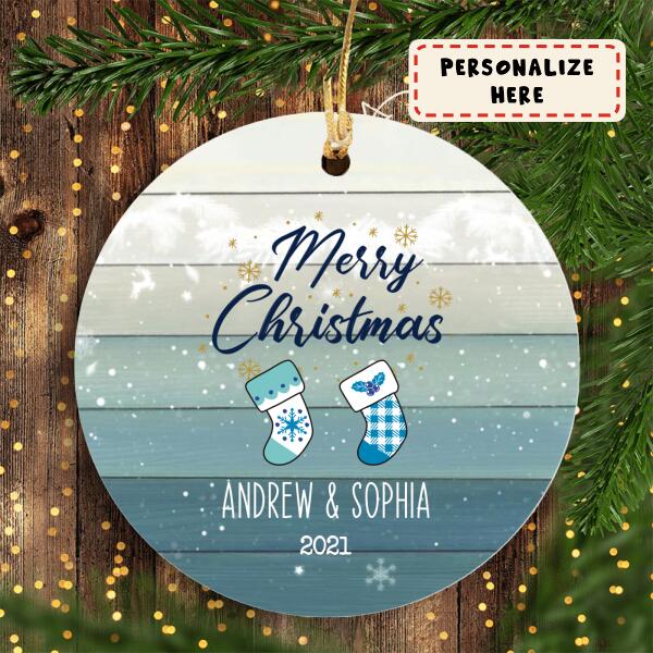 Personalized Couple Hanging Stock Christmas Ornament, Gift For Family, Housewarming Gift Ornament