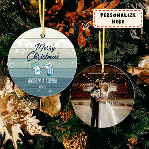 Personalized Couple Hanging Stock Christmas Ornament, Gift For Family, Housewarming Gift Ornament