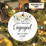 Personalized Our First Christmas Engaged Ornament, Gift For Him, Gift For Her Engagement Ornament