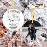 Personalized Our First Christmas Married Ornament, Gift For Him, Gift For Her Engagement Ornament