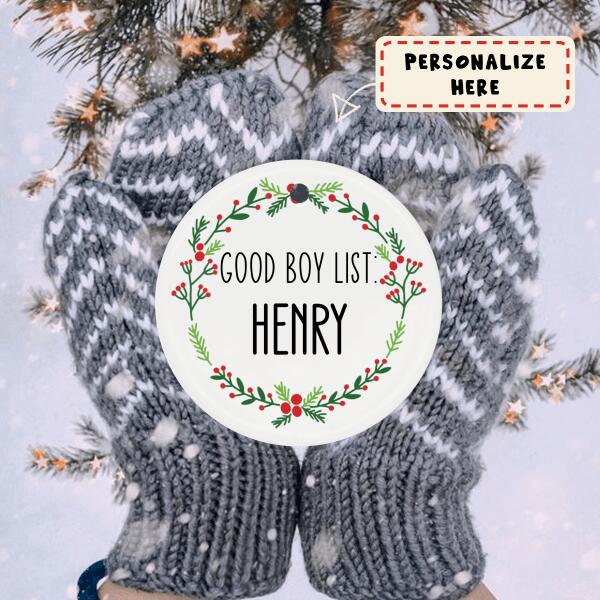 Personalized Photo Good Boy List Ornament, Christmas Ornament, Gift For Him