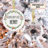 Personalized Photo Good Boy List Ornament, Christmas Ornament, Gift For Him