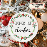 Personalized Photo Good Girl List Ornament, Christmas Ornament, Gift For Her