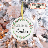 Personalized Photo Good Girl List Ornament, Christmas Ornament, Gift For Her