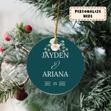 Personalized Wedding Ceramic Ornament, Couple Ornament Gift, Christmas Gift, Gift For Him For Her Ornament