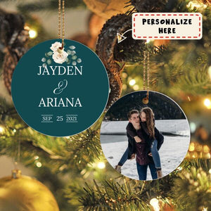 Personalized Wedding Ceramic Ornament, Couple Ornament Gift, Christmas Gift, Gift For Him For Her Ornament