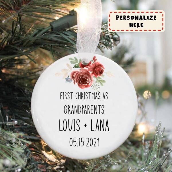 First Christmas As Grandparents Ornament, Personalized Ornament for Grandma and Grandpa, New Grandparents Christmas Gift