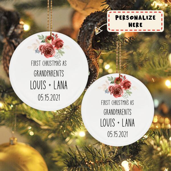 First Christmas As Grandparents Ornament, Personalized Ornament for Grandma and Grandpa, New Grandparents Christmas Gift