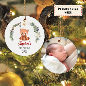 Personalized Baby's Photo First Christmas Ornament, Custom Name Ornament