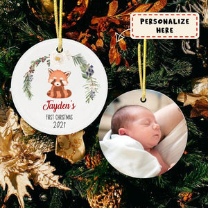 Personalized Baby's Photo First Christmas Ornament, Custom Name Ornament