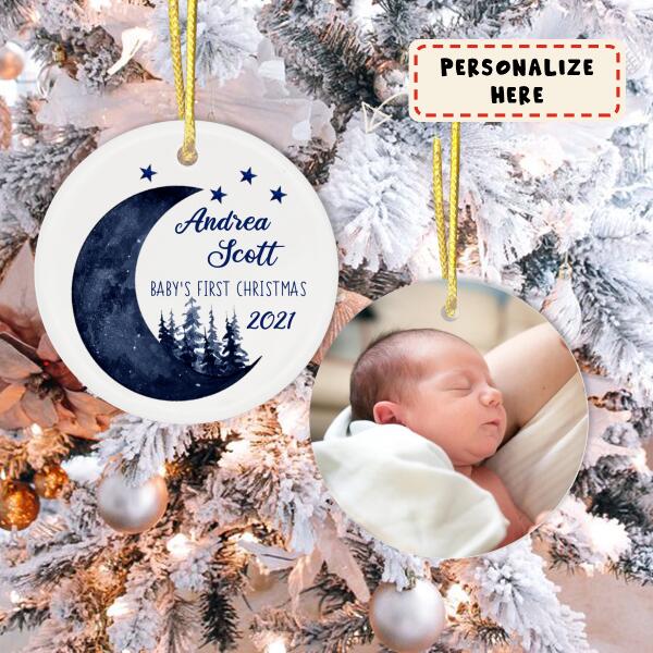 Personalized Baby's Photo First Christmas Ornament, Custom Name Ornament, Keepsake Gift, Christmas Gift