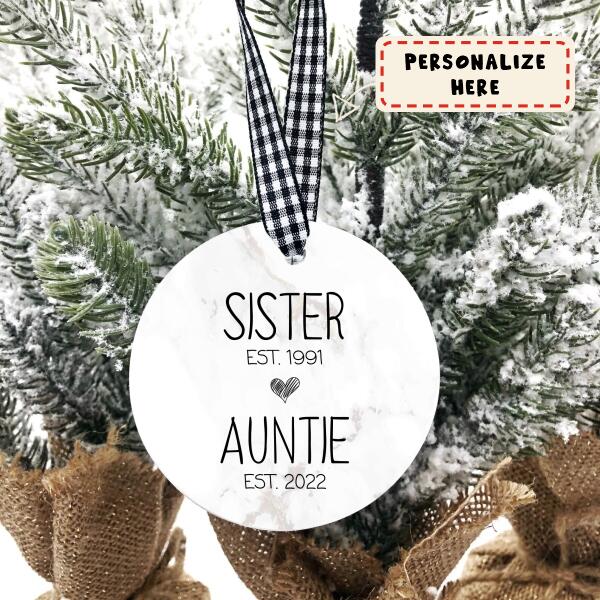 Personalized Sister Auntie Est Ornament, Pregnancy Announcement, Future Aunt Gifts, Christmas Gift